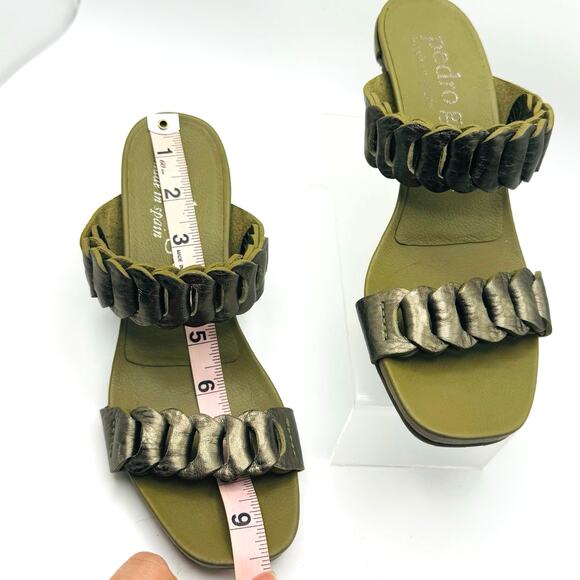 Pedro Garcia olive green kitten heel sandals with braided straps size 37 - Picture 5 of 10